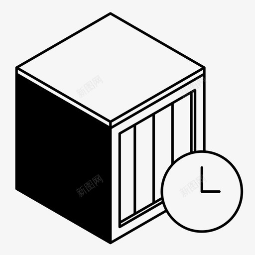 装运箱时钟交货日期图标svg_新图网 https://ixintu.com 交货日期 时钟 时间 等待 箱 装运箱 订单