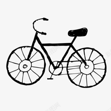 自行车手绘素描图标图标