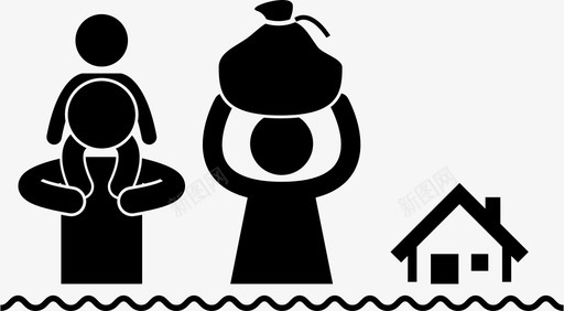 洪水山洪迁移图标svg_新图网 https://ixintu.com 人 山洪 水 洪水 自然灾害 迁移