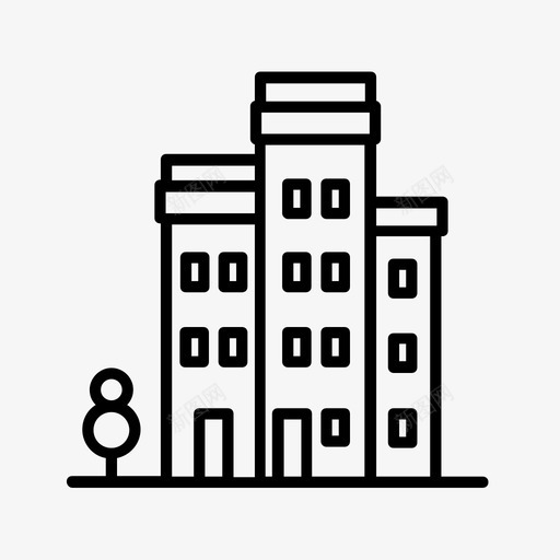建筑物城市城镇图标svg_新图网 https://ixintu.com 单位 城市 城镇 市区 建筑物