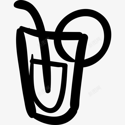 酒杯用吸管和水果切片手绘轮廓手绘沙滩手绘细部图标svg_新图网 https://ixintu.com 手绘沙滩 手绘细部 酒杯用吸管和水果切片手绘轮廓