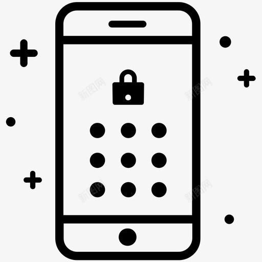 锁屏手机密码图标svg_新图网 https://ixintu.com pin 密码 手机 智能手机 智能手机设置2 锁屏