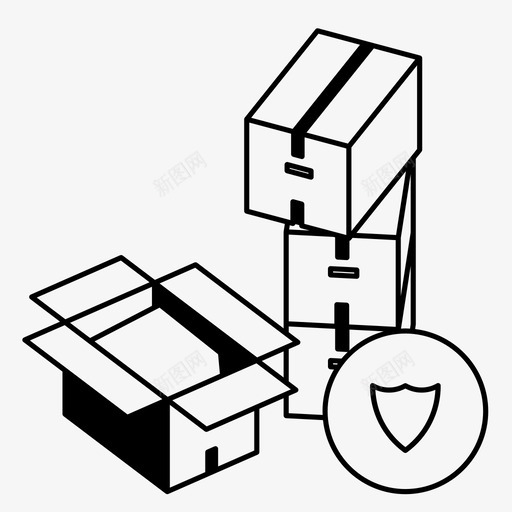 移动箱子交货订单安全图标svg_新图网 https://ixintu.com 交货 保护订单 安全储存 移动箱子 订单安全 运输
