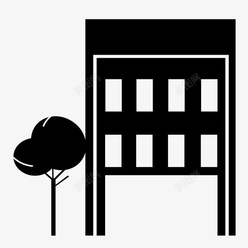 建筑立面住宅图标svg_新图网 https://ixintu.com 住宅 建筑 立面 结构