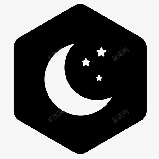 月亮新月半月图标svg_新图网 https://ixintu.com 半月 夜晚 徽章 新月 星星 月亮