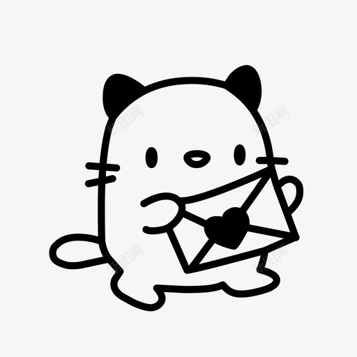 猫动物可爱图标svg_新图网 https://ixintu.com 信件 动物 可爱 快递 猫