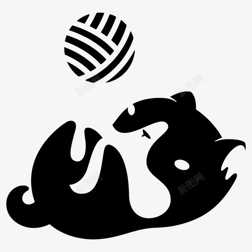 小猫在玩可爱纱球图标svg_新图网 https://ixintu.com 乌贼 可爱 小猫在玩 纱球