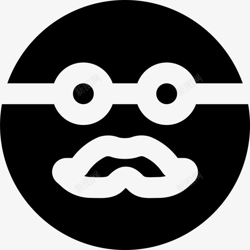 小胡子表情脸图标svg_新图网 https://ixintu.com smashicons表情2md实心 小胡子 脸 表情