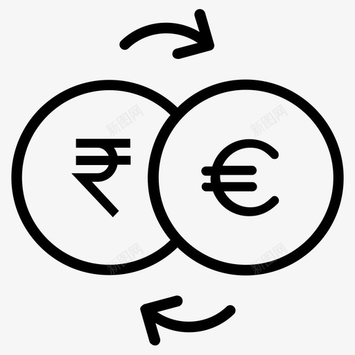 货币兑换欧元卢比图标svg_新图网 https://ixintu.com 卢比 欧元 硬币 货币兑换