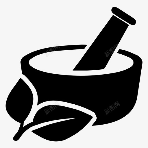 草药替代品研钵和杵图标svg_新图网 https://ixintu.com 医疗保健图标 天然 替代品 研钵和杵 草药 药房