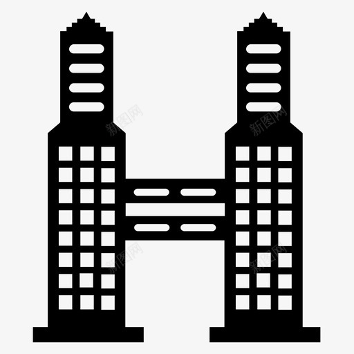 双塔大楼酒店图标svg_新图网 https://ixintu.com 信息图形包大厦 办公室 双塔 大楼 酒店