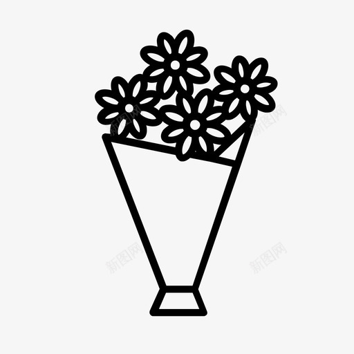花束束雏菊图标svg_新图网 https://ixintu.com 束 礼物 花 花束 雏菊