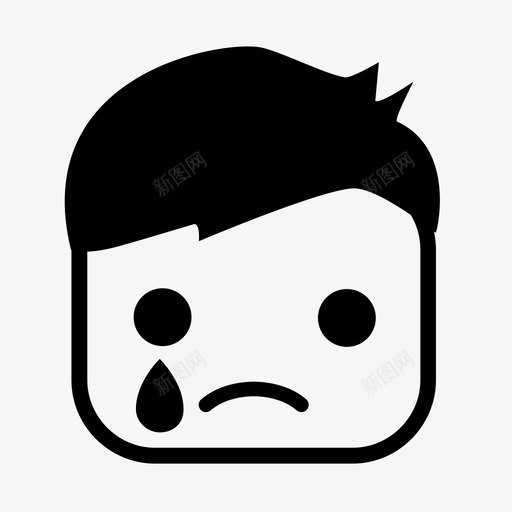 哭表情脸图标svg_新图网 https://ixintu.com 哭 方块 现在 脸 表情