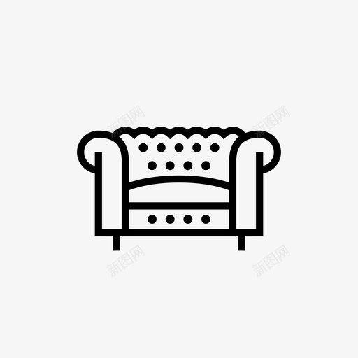 切斯特菲尔德扶手椅经典家具图标svg_新图网 https://ixintu.com 休息室 切斯特菲尔德扶手椅 吸烟室 家具 经典