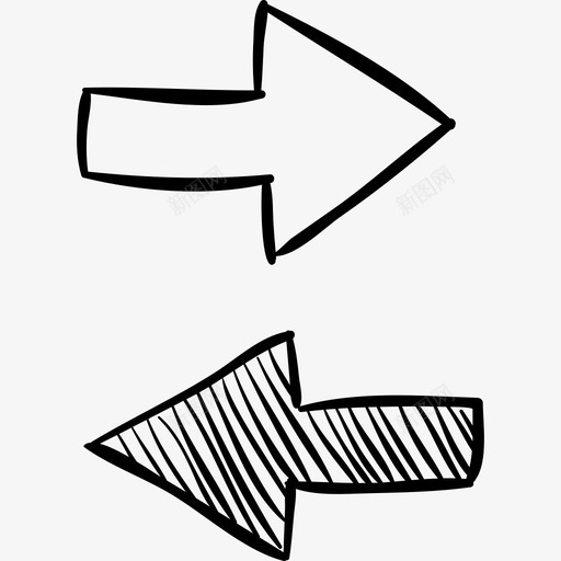 两个相反的箭头素描社交媒体手绘图标svg_新图网 https://ixintu.com 两个相反的箭头素描 社交媒体手绘