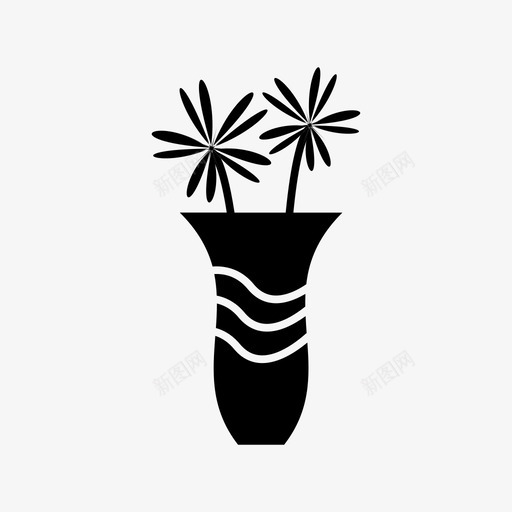花瓶装饰鲜花图标svg_新图网 https://ixintu.com 新鲜 花瓶 装饰 鲜花