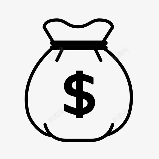 钱袋银行预算图标svg_新图网 https://ixintu.com 收钱 现金 袋子 财富 钱袋 银行 预算