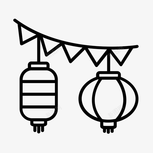 派对亚洲人生日图标svg_新图网 https://ixintu.com 亚洲人 派对 灯笼 生日 装饰品