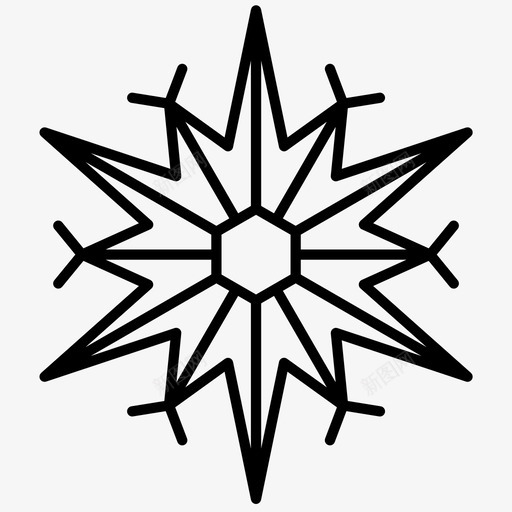 雪花圣诞节寒冷图标svg_新图网 https://ixintu.com 冬天 冰冻的星星 圣诞节 寒冷 雪花