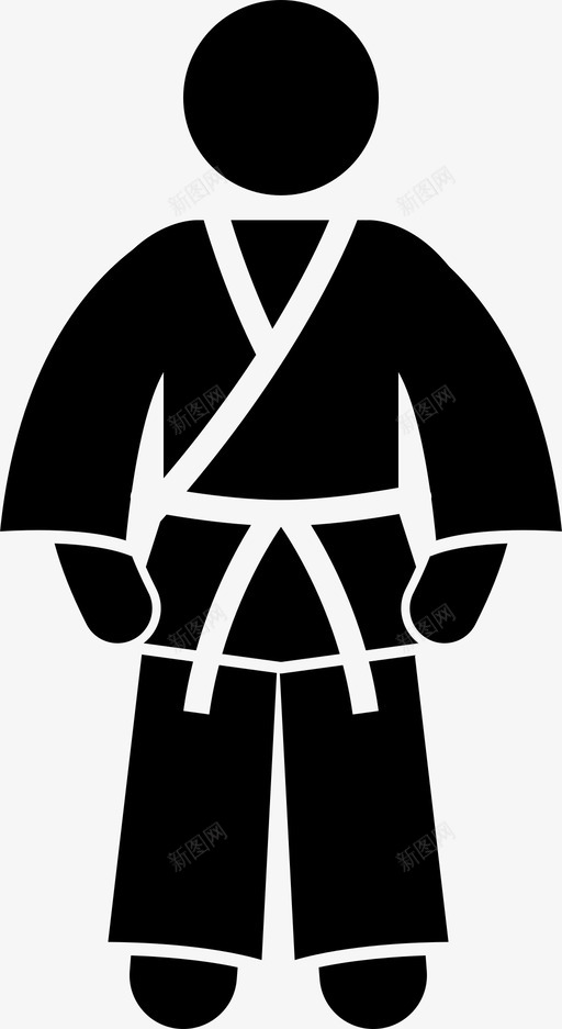 空手道黑带武术图标svg_新图网 https://ixintu.com 制服 武术 空手道 自卫 跆拳道 黑带