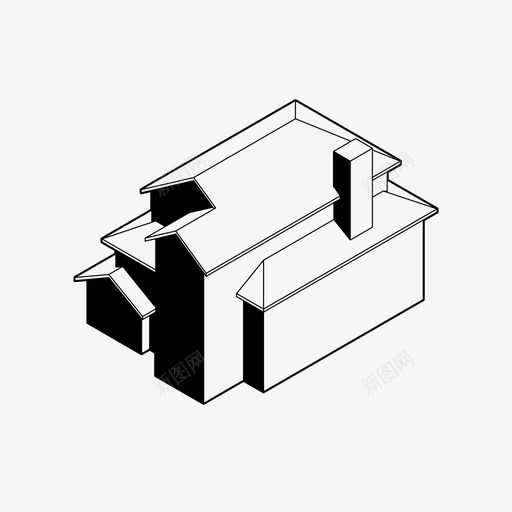房屋轴测建筑家庭住宅图标svg_新图网 https://ixintu.com 住宅 家庭住宅 居住 建筑 房屋轴测