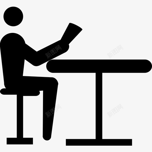 读报标读报休息图标svg_新图网 https://ixintu.com 休息 坐姿 读报 读报矢量图标 象形文字集图标