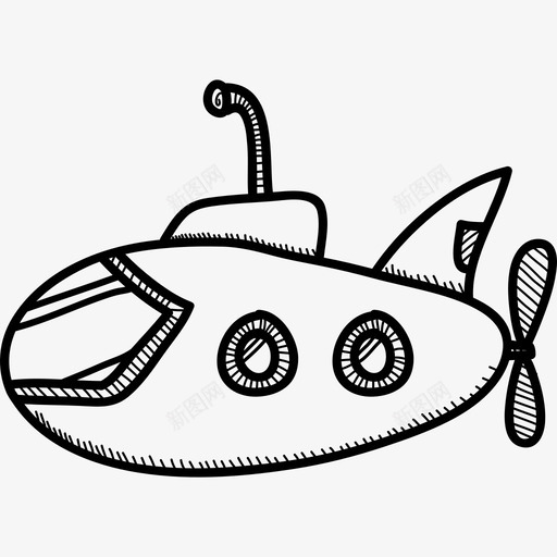 潜水艇运输工具手绘详图图标svg_新图网 https://ixintu.com 手绘详图 潜水艇 运输工具