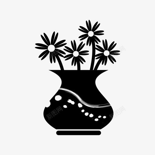 花瓶装饰鲜花图标svg_新图网 https://ixintu.com 新鲜 花瓶 装饰 鲜花