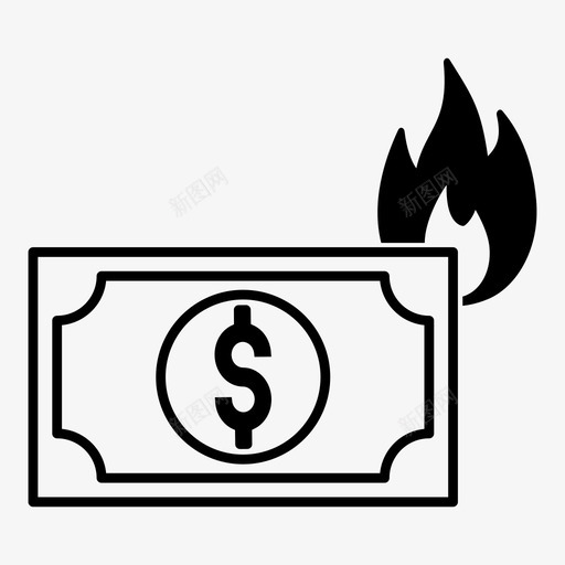 金钱之火破产烧钱图标svg_新图网 https://ixintu.com 烧钱 破产 美元 金钱之火