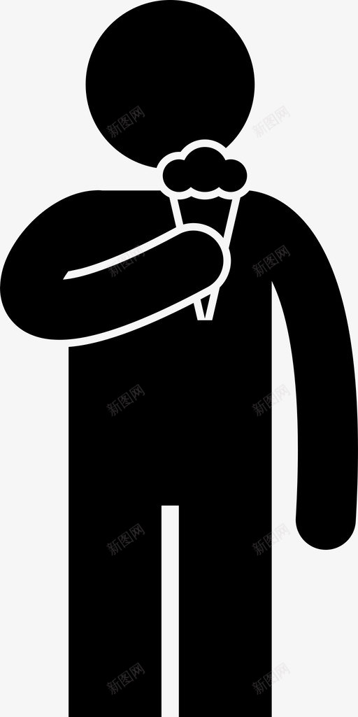 吃冰激凌蛋卷食物男人图标svg_新图网 https://ixintu.com 吃冰激凌蛋卷 品尝 男人 食物