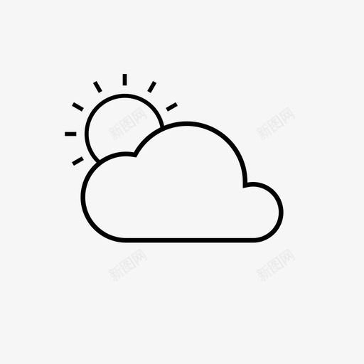 阴云多云图标svg_新图网 https://ixintu.com 云 多云 天气 太阳 阴