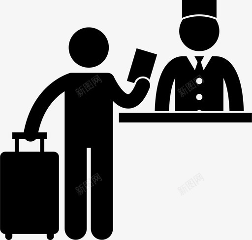 酒店前台登记入住退房图标svg_新图网 https://ixintu.com 客户 登记入住 礼宾 退房 酒店前台 酒店服务 顾客