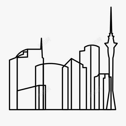 奥克兰城市新西兰图标svg_新图网 https://ixintu.com 城市 天际线 奥克兰 新西兰