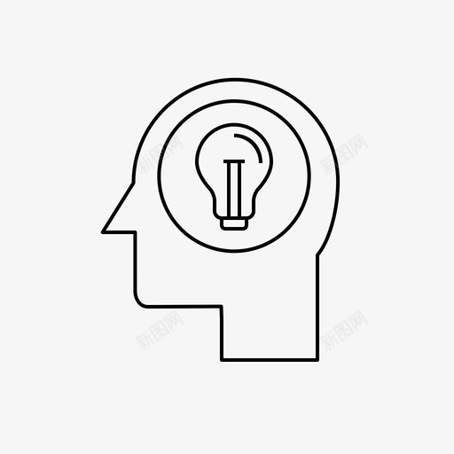 想法灯泡脑袋图标svg_新图网 https://ixintu.com 人 思考 想法 混合网络图标 灯泡 脑袋