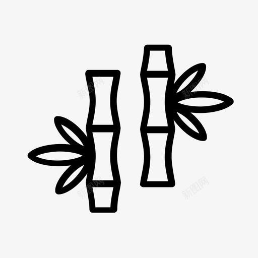 竹子树叶自然图标svg_新图网 https://ixintu.com 木材 树叶 植物 竹子 竹子符号 自然