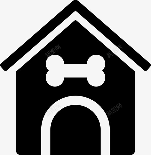 狗屋动物骨头图标svg_新图网 https://ixintu.com 充满生活方式 动物 宠物 庇护所 棚屋 狗屋 骨头
