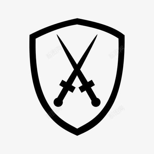 盾牌十字防御图标svg_新图网 https://ixintu.com 剑 十字 武器 盾牌 防御 骑士