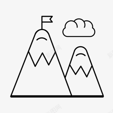 登山攀岩山云图标图标