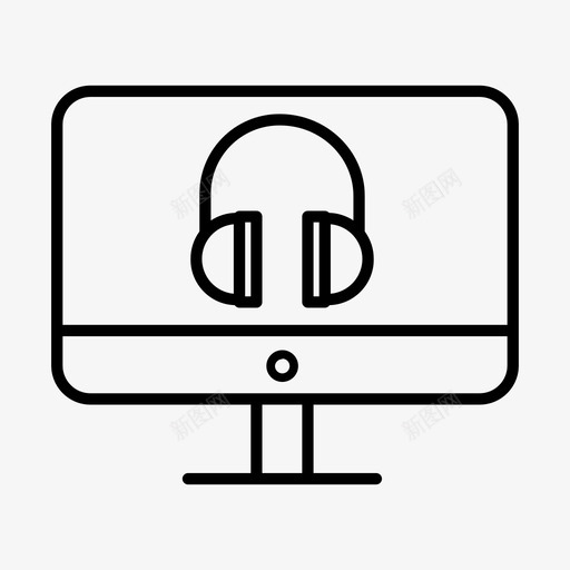 耳机显示器音乐图标svg_新图网 https://ixintu.com 在线音乐 屏幕 显示器 耳机 音乐