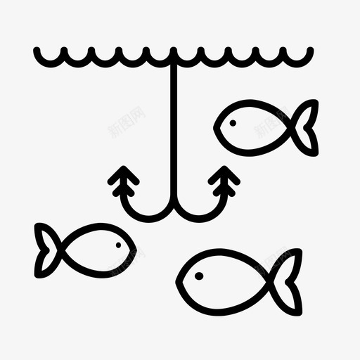 钓鱼水族馆鱼钩图标svg_新图网 https://ixintu.com 水族馆 海洋 海洋生物 钓鱼 鱼钩