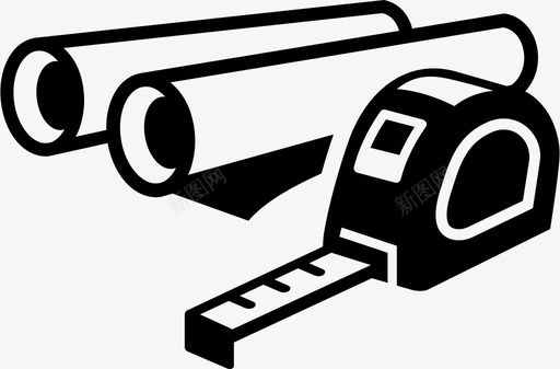 卷尺蓝图图标svg_新图网 https://ixintu.com 卷尺 施工 蓝图 计划 设计 项目