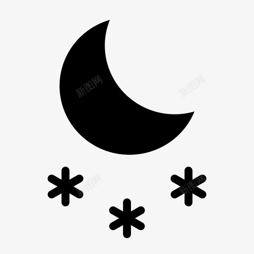 夜雪预报月亮图标svg_新图网 https://ixintu.com 夜雪 天气 天气象形文字 月亮 预报