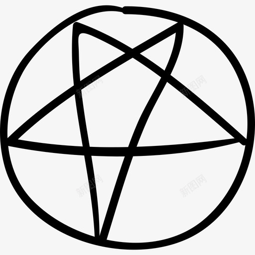 黑魔法之星在一个圆圈标志万圣节手绘图标svg_新图网 https://ixintu.com 万圣节手绘 标志 黑魔法之星在一个圆圈