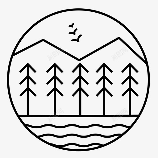 自然山脉户外图标svg_新图网 https://ixintu.com 山脉 户外 树木 河流 自然