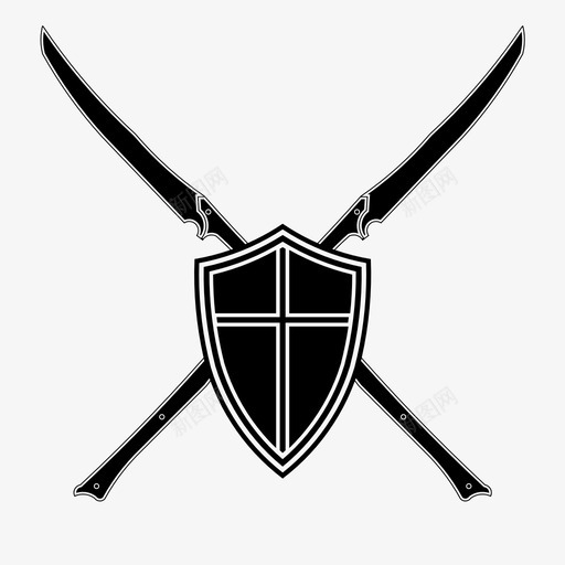 盾牌和长柄防御武器图标svg_新图网 https://ixintu.com 剑和武器 武器 盾牌和长柄 防御