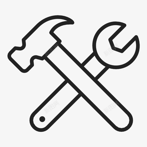 工具锤子扳手图标svg_新图网 https://ixintu.com 工具 扳手 锤子