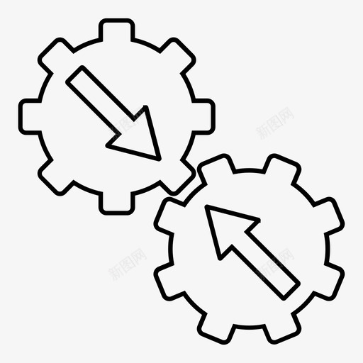 齿轮集成控制连接图标svg_新图网 https://ixintu.com 传动 控制 服务大纲 机械 连接 齿轮集成