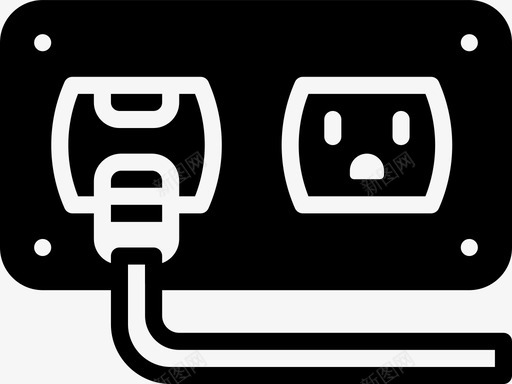 墙式插座电缆连接器图标svg_新图网 https://ixintu.com smashicons连接器 墙式插座 实心电缆 电缆 连接器