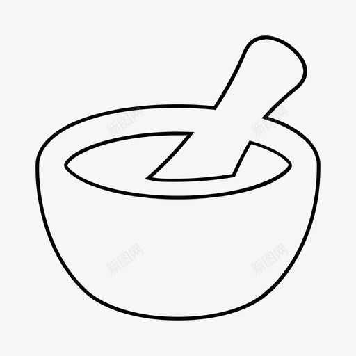 研钵和杵对抗疗法医疗设备图标svg_新图网 https://ixintu.com 制药 医疗设备 对抗疗法 材料线 研钵和杵