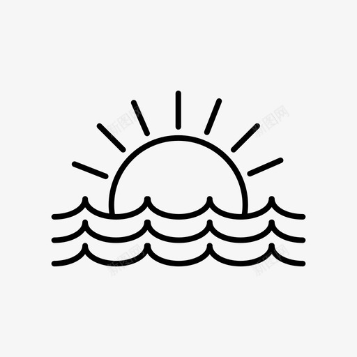 海上日落海滩夏天图标svg_新图网 https://ixintu.com 夏天 海上日落 海滩